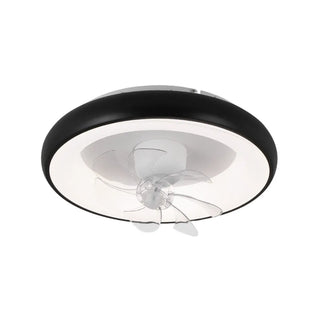 Black Minimalist Round Ceiling Fan with LED Light Zawala Image - 5