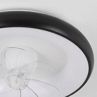 Black Minimalist Round Ceiling Fan with LED Light Zawala Image - 9