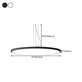 ZOWALA - Minimalist Black Round Circle LED Living Room Pendant Light Image - 25