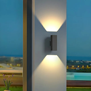Minimalist Black Rectangular Exterior Up Down Wall Light Zawala Image - 1