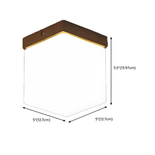 Minimalist Brown Cube Wood Flush Mount Ceiling Light Zawala #size