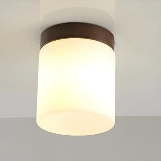 Minimalist Brown Cube Wood Flush Mount Ceiling Light Zawala Image - 5