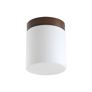 Minimalist Brown Cube Wood Flush Mount Ceiling Light Zawala Image - 9
