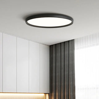 Modern Circular Black LED Flush Mount Ceiling Light Zawala Image - 1