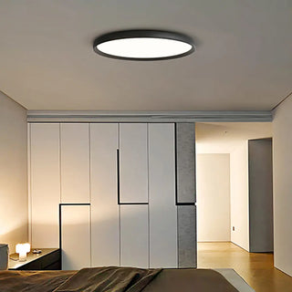 Modern Circular Black LED Flush Mount Ceiling Light Zawala Image - 2