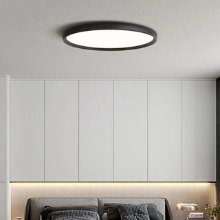 Modern Circular Black LED Flush Mount Ceiling Light Zawala Image - 3