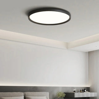 Modern Circular Black LED Flush Mount Ceiling Light Zawala Image - 4