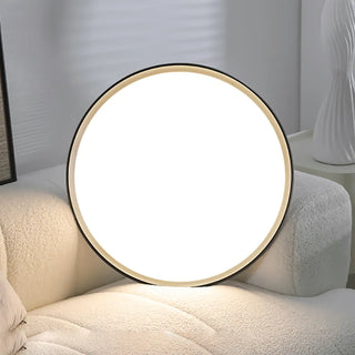 Modern Circular Black LED Flush Mount Ceiling Light Zawala Image - 9