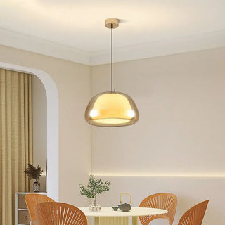 ZOWALA - Minimalist Drum Glass Dining Room Amber Pendant Light Image - 1