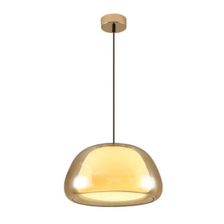 ZOWALA - Minimalist Drum Glass Dining Room Amber Pendant Light Image - 10