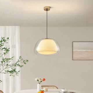 ZOWALA - Minimalist Drum Glass Dining Room Amber Pendant Light Image - 2