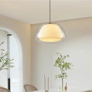 ZOWALA - Minimalist Drum Glass Dining Room Amber Pendant Light Image - 3