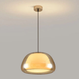 ZOWALA - Minimalist Drum Glass Dining Room Amber Pendant Light Image - 4