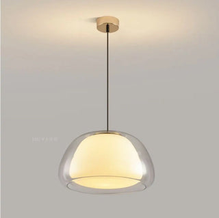 ZOWALA - Minimalist Drum Glass Dining Room Amber Pendant Light Image - 5