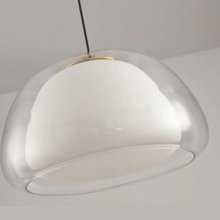 ZOWALA - Minimalist Drum Glass Dining Room Amber Pendant Light Image - 7