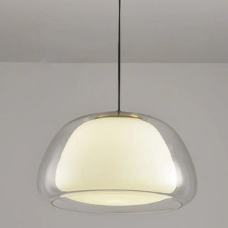 ZOWALA - Minimalist Drum Glass Dining Room Amber Pendant Light Image - 9