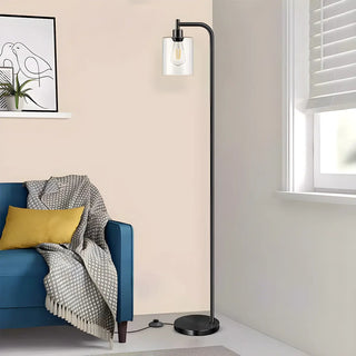 Industrial Clear Glass Cylinder LED Floor Lamp Zawala Image - 1