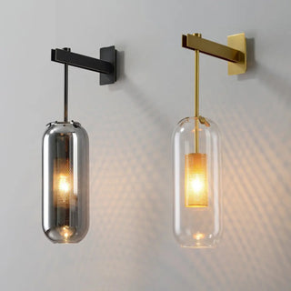 Simple Inner Mesh Cylinder Glass Bedside Wall Light Zawala Image - 13