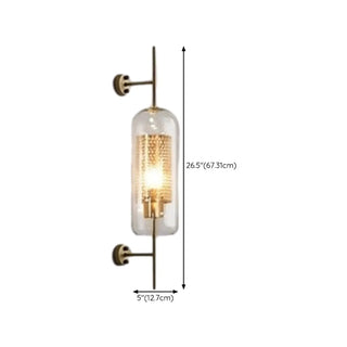 Simple Inner Mesh Cylinder Glass Bedside Wall Light Zawala #size