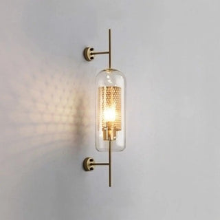 Simple Inner Mesh Cylinder Glass Bedside Wall Light Zawala Image - 9
