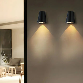 Black Modern Cone Metal Exterior LED Wall Light Zawala Image - 1