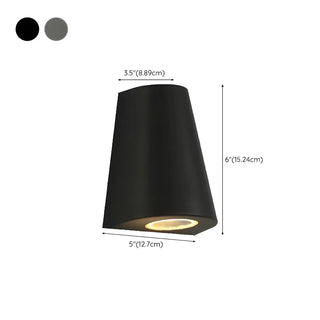 Black Modern Cone Metal Exterior LED Wall Light Zawala #size