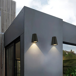 Black Modern Cone Metal Exterior LED Wall Light Zawala Image - 2