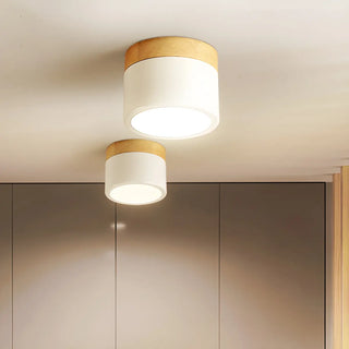 Minimalist White Cylinder LED Flush Mount Ceiling Light Zawala Image - 1