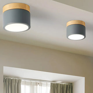 Minimalist White Cylinder LED Flush Mount Ceiling Light Zawala Image - 2