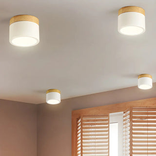 Minimalist White Cylinder LED Flush Mount Ceiling Light Zawala Image - 4