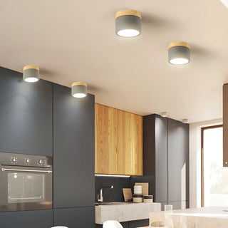 Minimalist White Cylinder LED Flush Mount Ceiling Light Zawala Image - 3