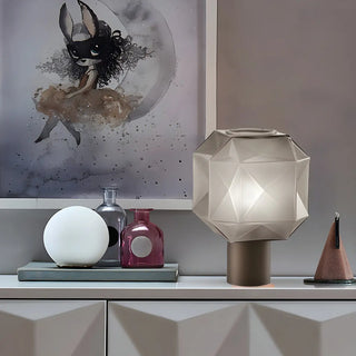 Nordic Diamond Geometric Smoke Grey Glass Table Lamp Zawala Image - 3