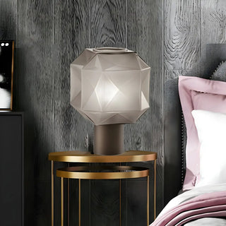 Nordic Diamond Geometric Smoke Grey Glass Table Lamp Zawala Image - 4