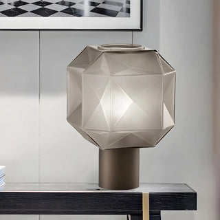 Nordic Diamond Geometric Smoke Grey Glass Table Lamp Zawala Image - 5