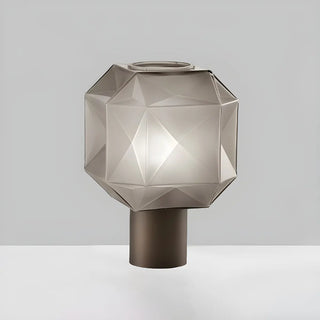 Nordic Diamond Geometric Smoke Grey Glass Table Lamp Zawala Image - 6