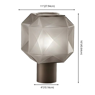 Nordic Diamond Geometric Smoke Grey Glass Table Lamp Zawala #size