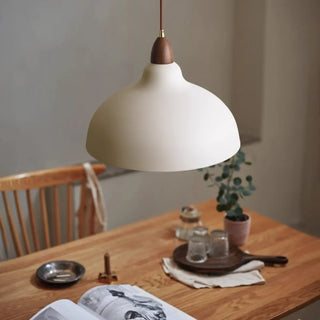Minimalist Dome Iron White Pendant Light Dining Room Image - 1