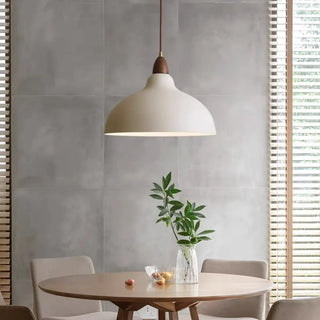 Minimalist Dome Iron White Pendant Light Dining Room Image - 2