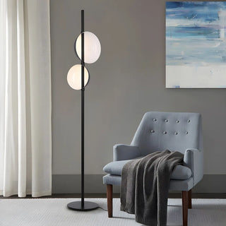 Minimalist Modern Double Black Dome Metal Floor Lamp Zawala Image - 1