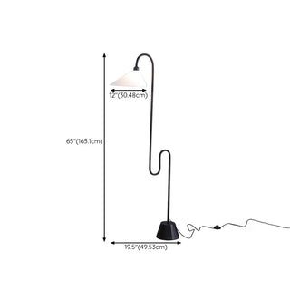 Minimalist Cone Modern Black Curved Floor Lamp Zawala #size