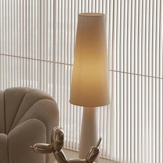Minimalist White Metal LED Zen Tea Floor Light Zawala Image - 2