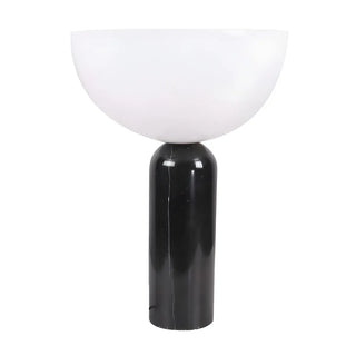 Stylish Chic White Bowl Shade Column Marble Table Lamp Zawala Image - 10