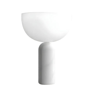 Stylish Chic White Bowl Shade Column Marble Table Lamp Zawala Image - 11