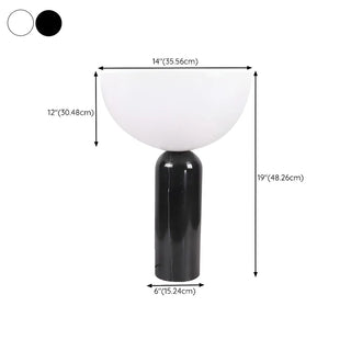 Stylish Chic White Bowl Shade Column Marble Table Lamp Zawala #size