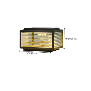 Modern Glass Cube Minimalist Metal Outdoor Post Lamp Zawala Image - 6