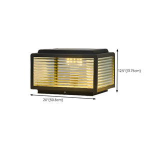 Modern Glass Cube Minimalist Metal Outdoor Post Lamp Zawala Image - 8