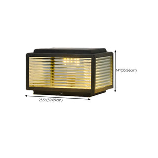 Modern Glass Cube Minimalist Metal Outdoor Post Lamp Zawala Image - 9