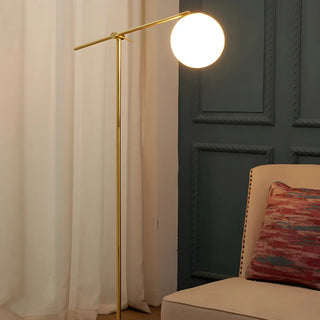 Minimalist Modern Globe Gold Metal LED Floor Lamp Zawala Image - 2