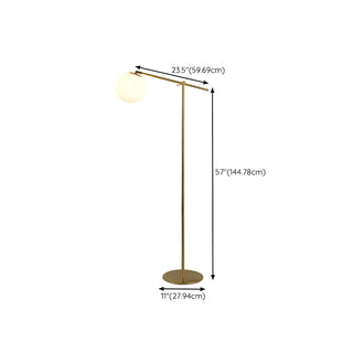Minimalist Modern Globe Gold Metal LED Floor Lamp Zawala #size