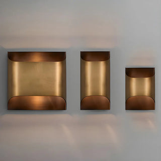 Modern Minimalist Flattened Tube Brass Wall Sconce Image - 11
